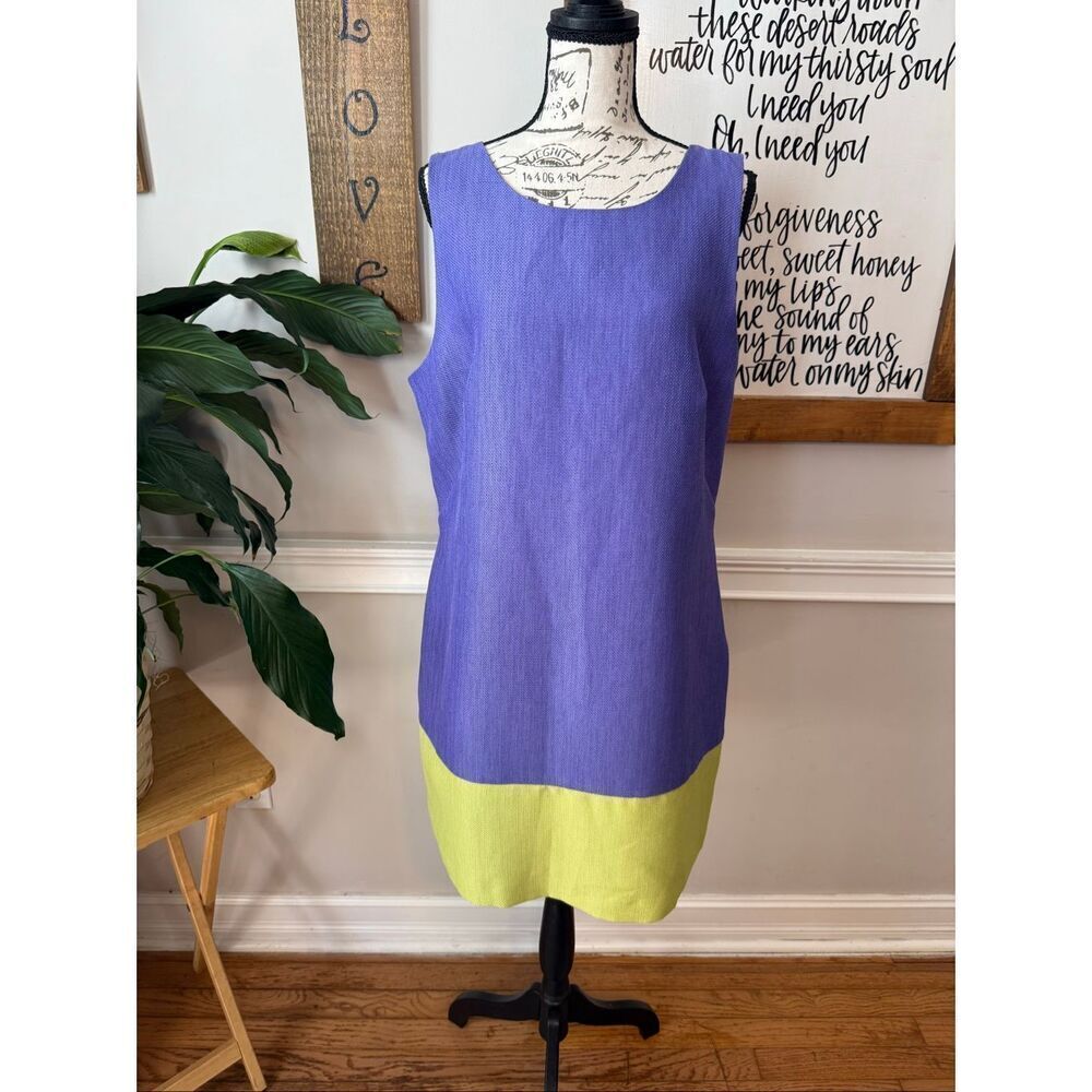 Isabel & Nina Women's Colorblock Textured Sleeveless Shift Dress Purple Size 12